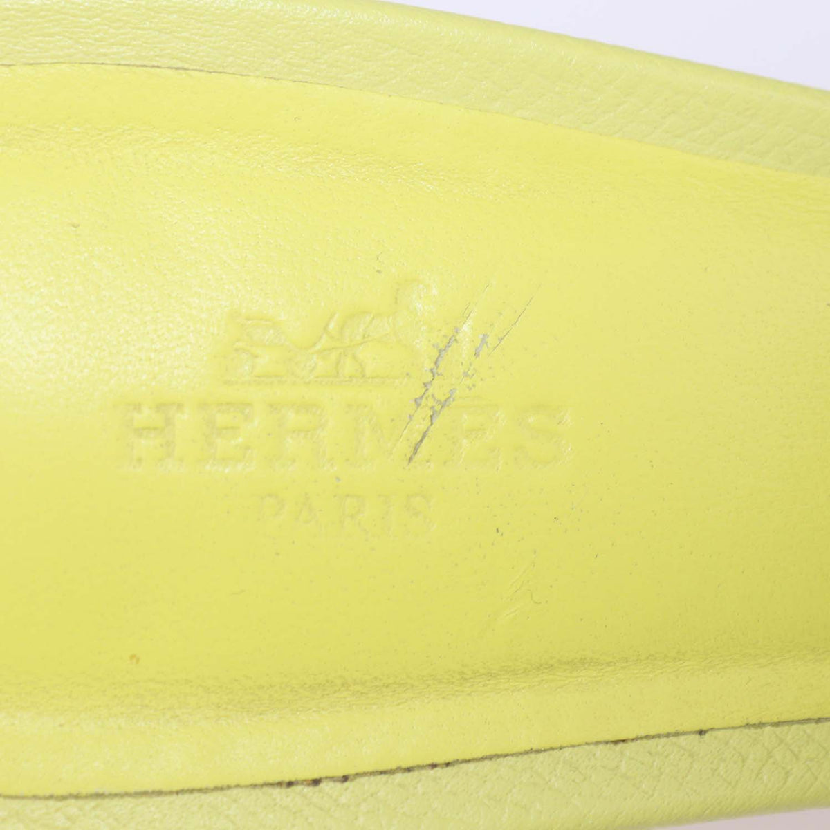 Hermes Lime Epsom Leather Oran Sandals