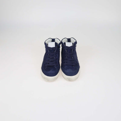 Golden Goose Navy Blue Suede Midstar Sneakers