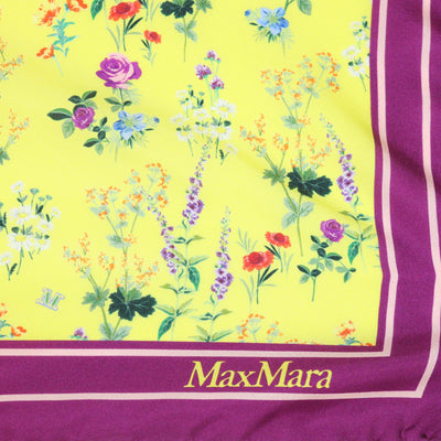 Max Mara Purple/Yellow Silk Floral Print Scarf