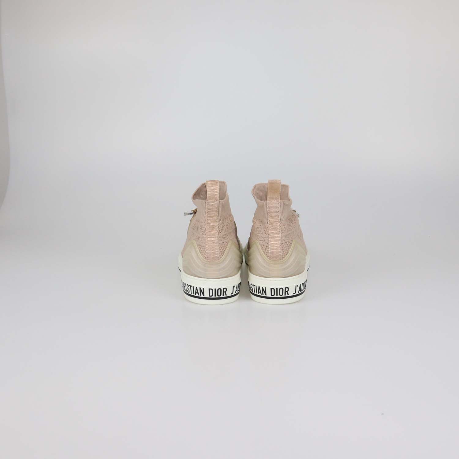 Christian Dior Beige Cannage Knit Fabric Walk'N'Dior High Top Sneakers