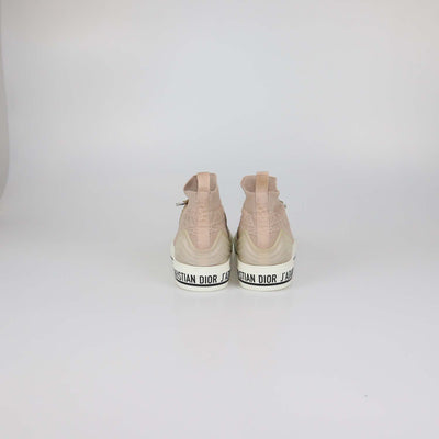 Christian Dior Beige Cannage Knit Fabric Walk'N'Dior High Top Sneakers
