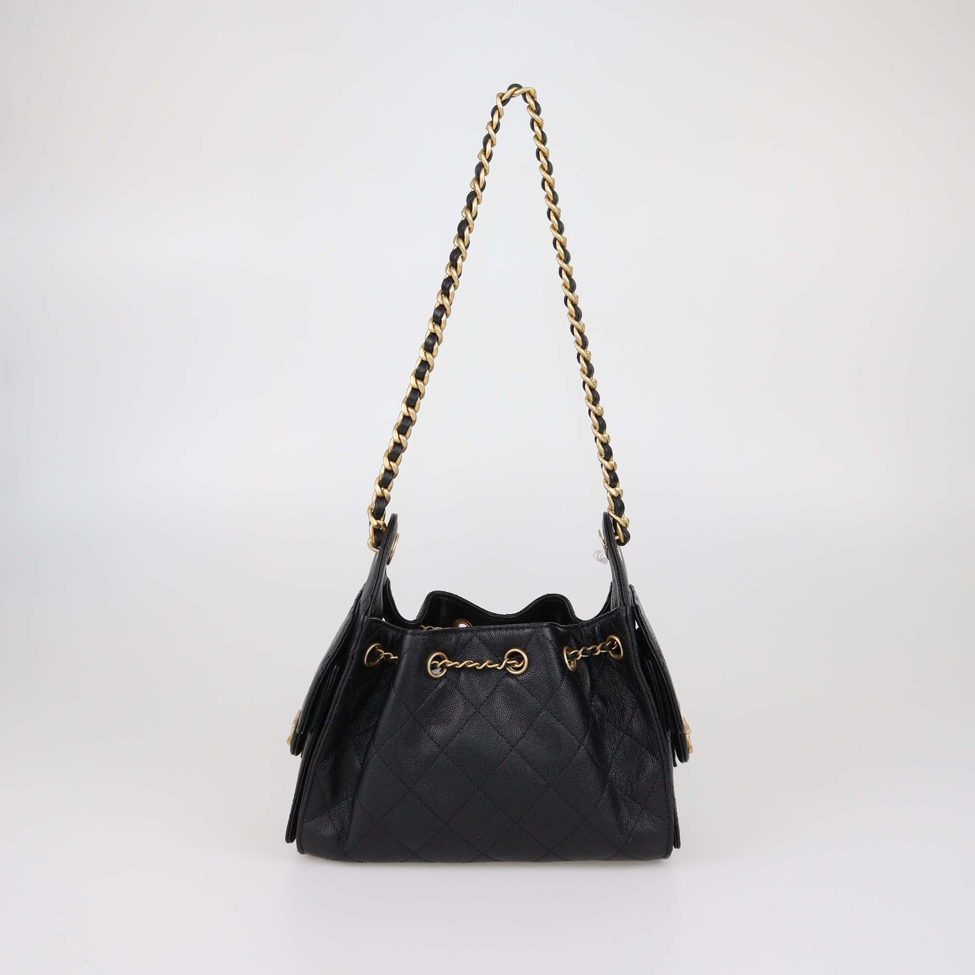 Chanel Black Quilted Caviar Leather Mini 25 Bag