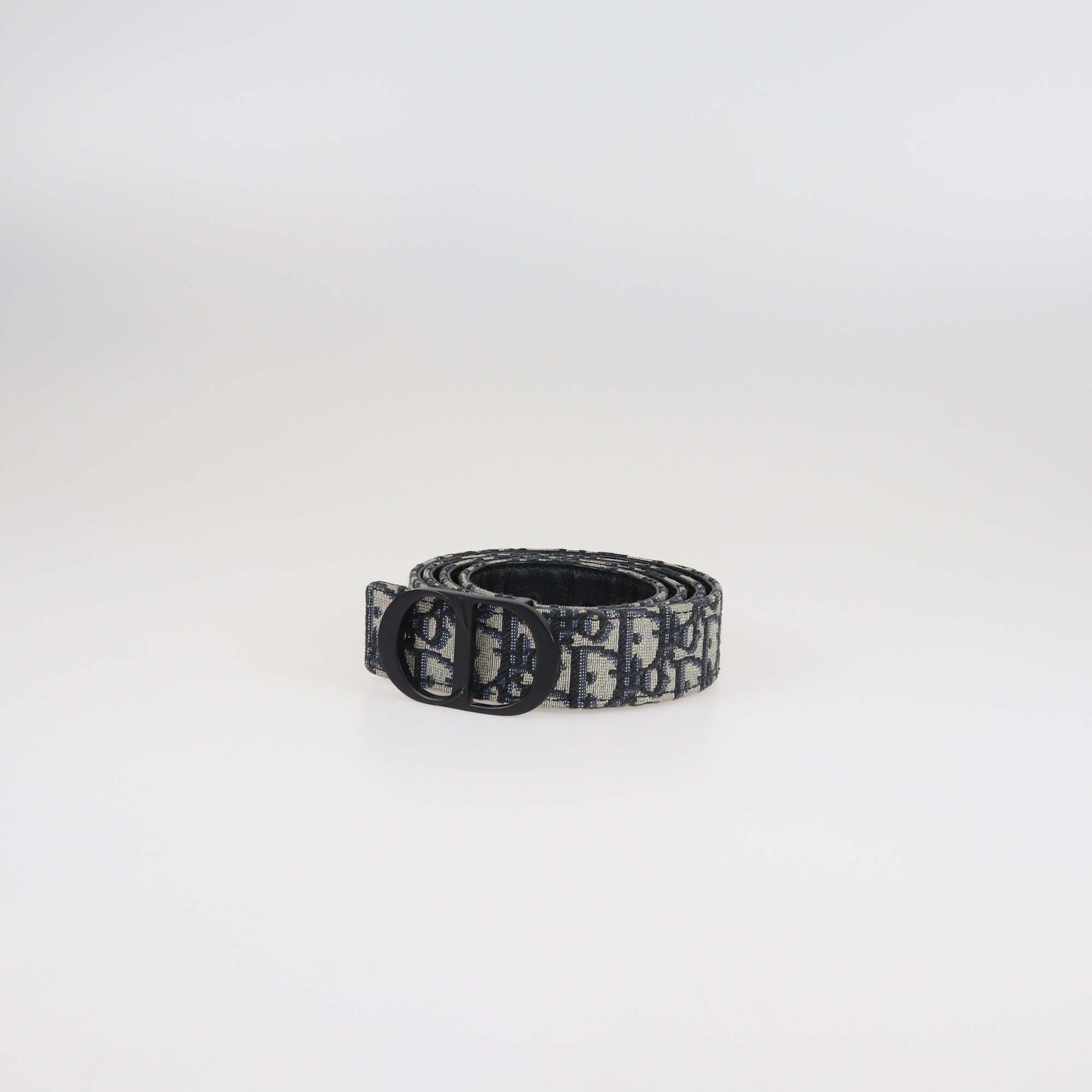 Dior Homme Navy Blue Oblique Jacquard Canvas Reversible CD Belt