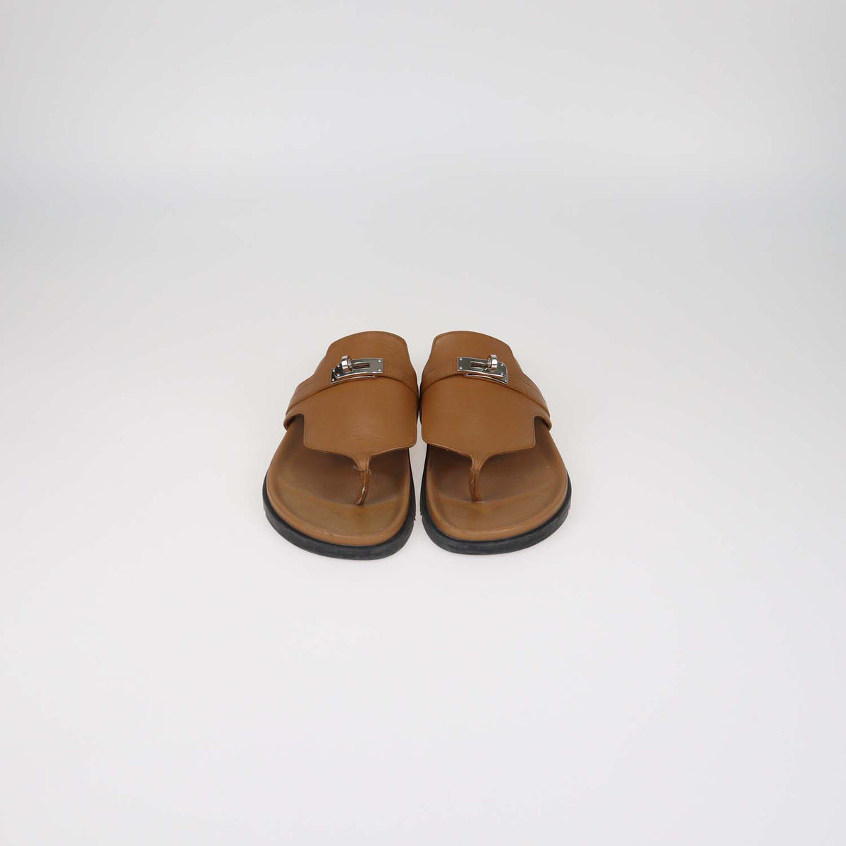 Hermes Gold Leather Empire Sandals