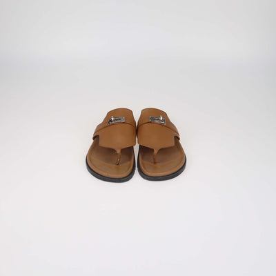 Hermes Gold Leather Empire Sandals