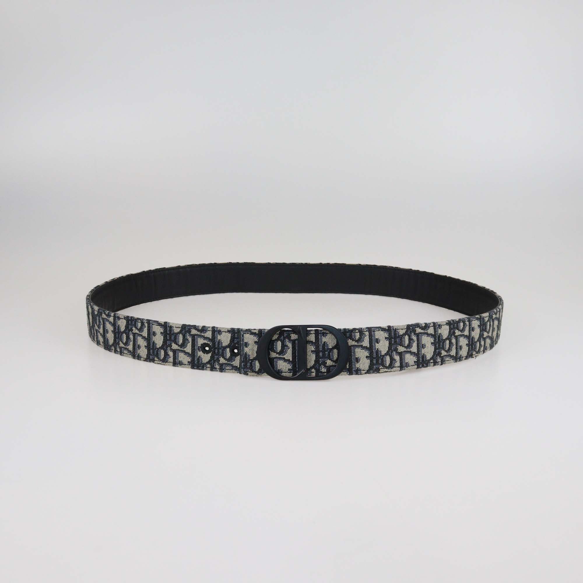 Dior Homme Navy Blue Oblique Jacquard Canvas Reversible CD Belt