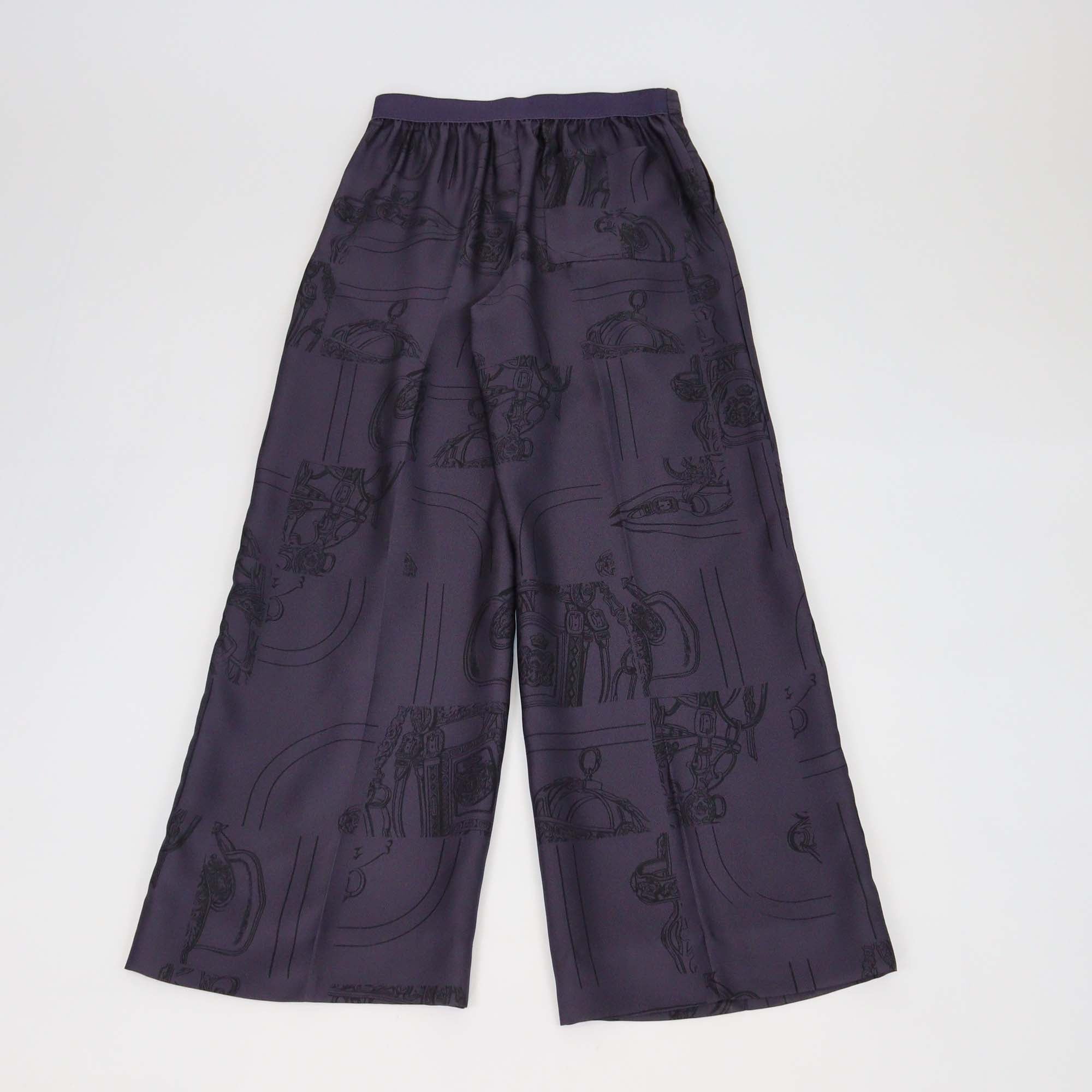 Hermes Violet Silk En Desordre Finesse Pants