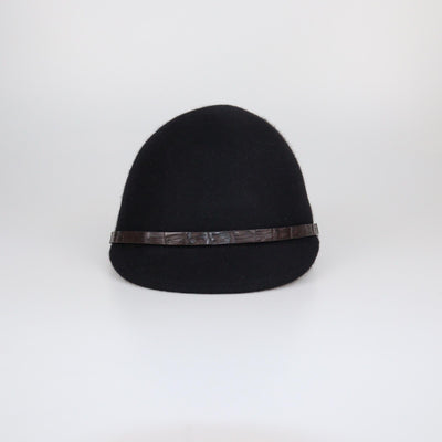 Loro Piana Black/Brown Alligator Trim Riding Cap Womens Loro Piana 