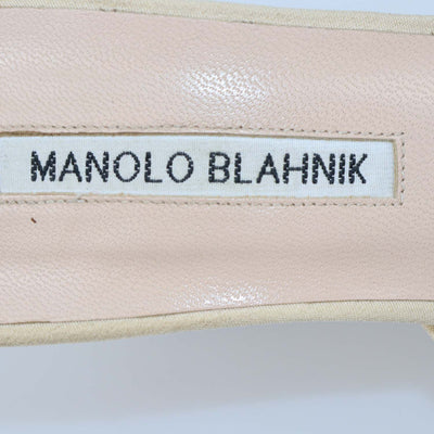 Manolo Blahnik Nude Lace Hangisi Crystal Mule