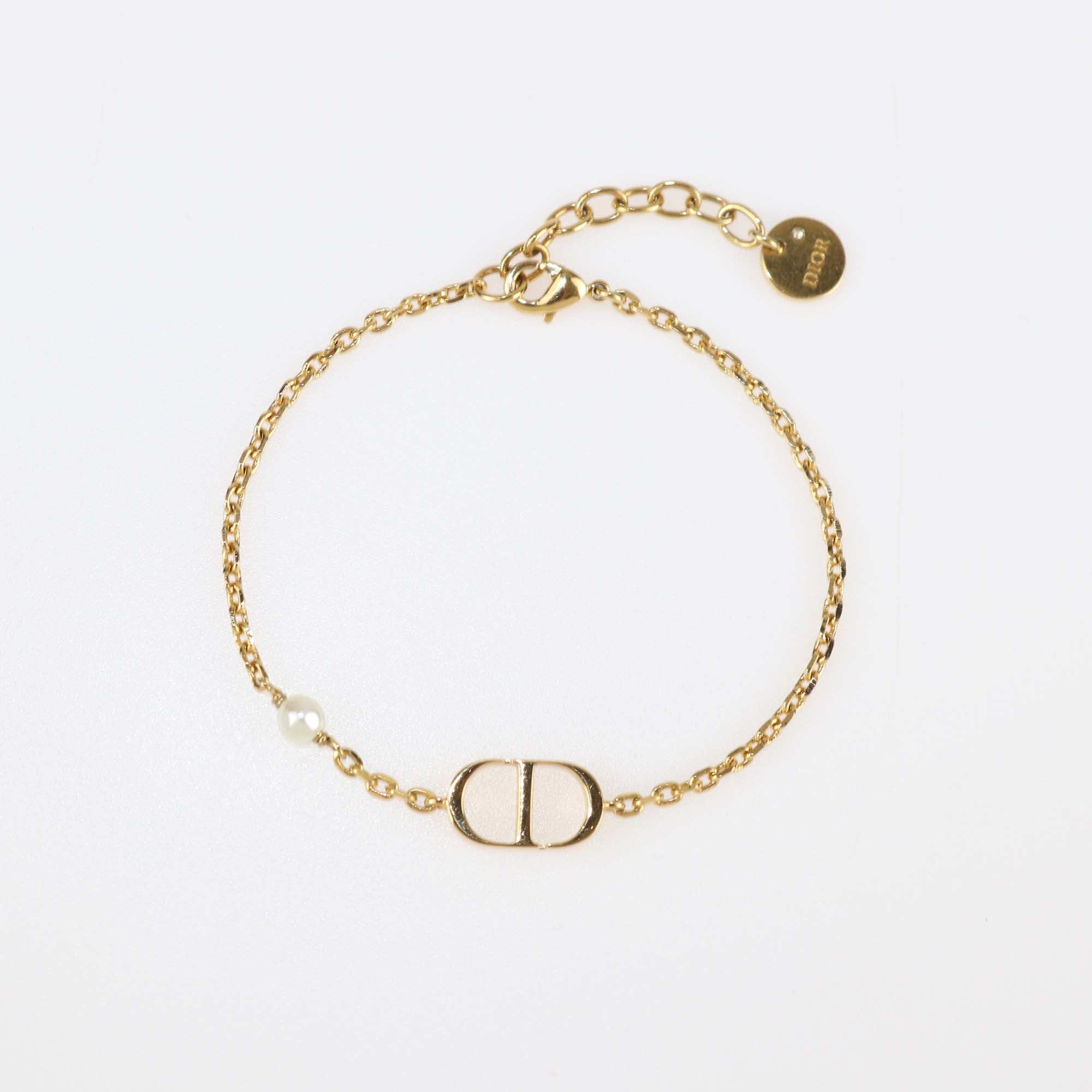 Christian Dior Gold Plated Resin Pearl Petit CD Bracelet