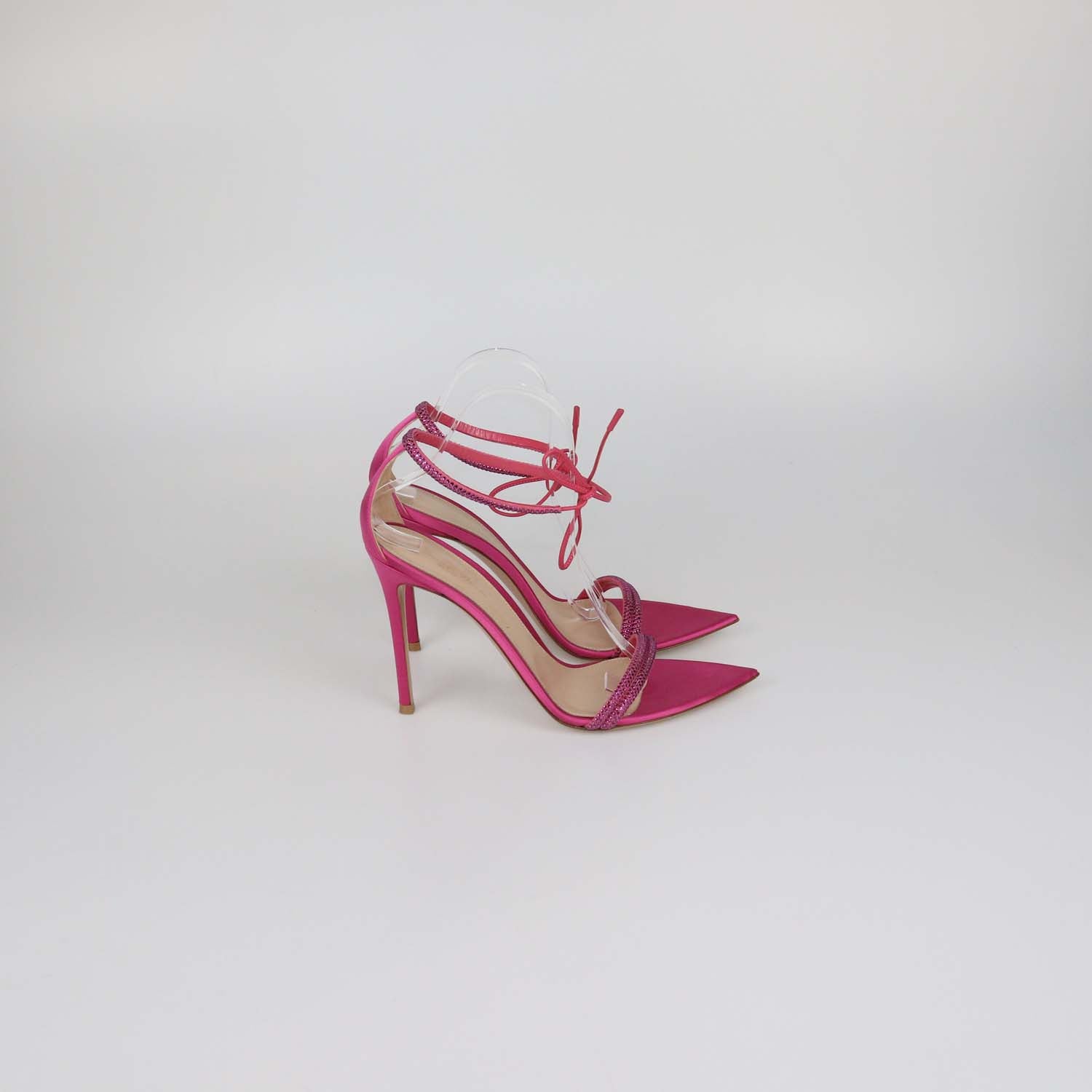 Gianvito Rossi Fuchsia Rhinestone Suede Montecarlo Ankle Strap