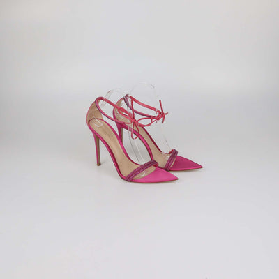 Gianvito Rossi Fuchsia Rhinestone Suede Montecarlo Ankle Strap
