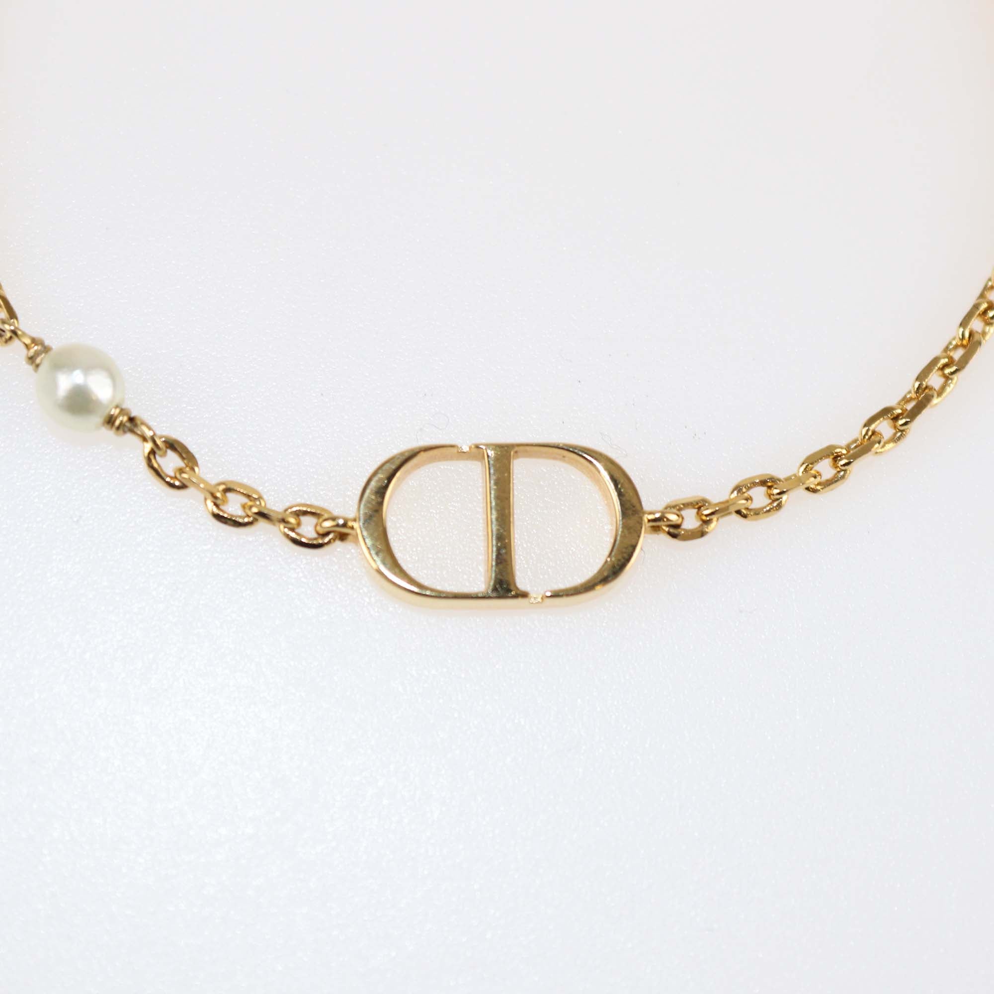 Christian Dior Gold Plated Resin Pearl Petit CD Bracelet