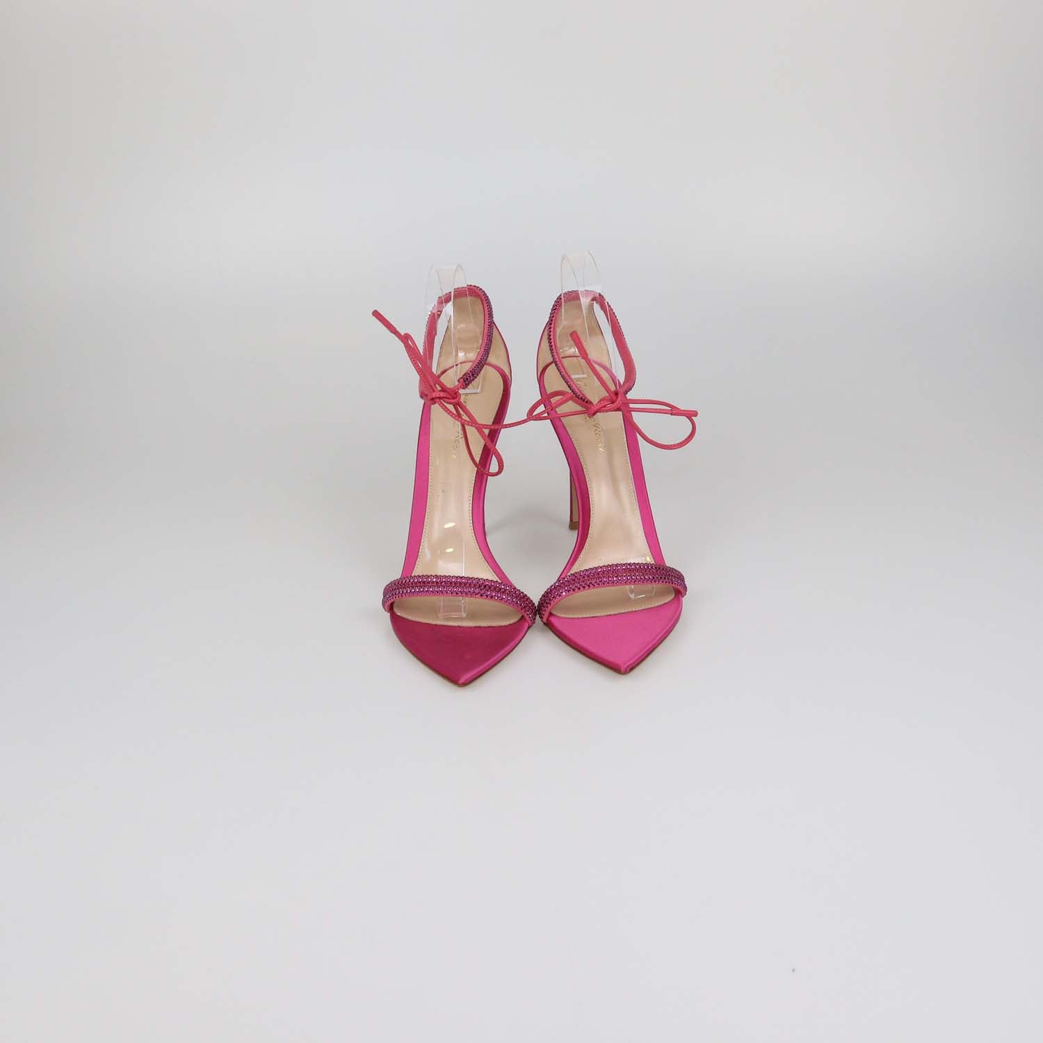 Gianvito Rossi Fuchsia Rhinestone Suede Montecarlo Ankle Strap