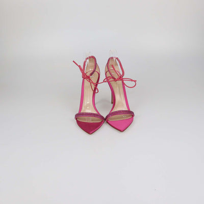 Gianvito Rossi Fuchsia Rhinestone Suede Montecarlo Ankle Strap