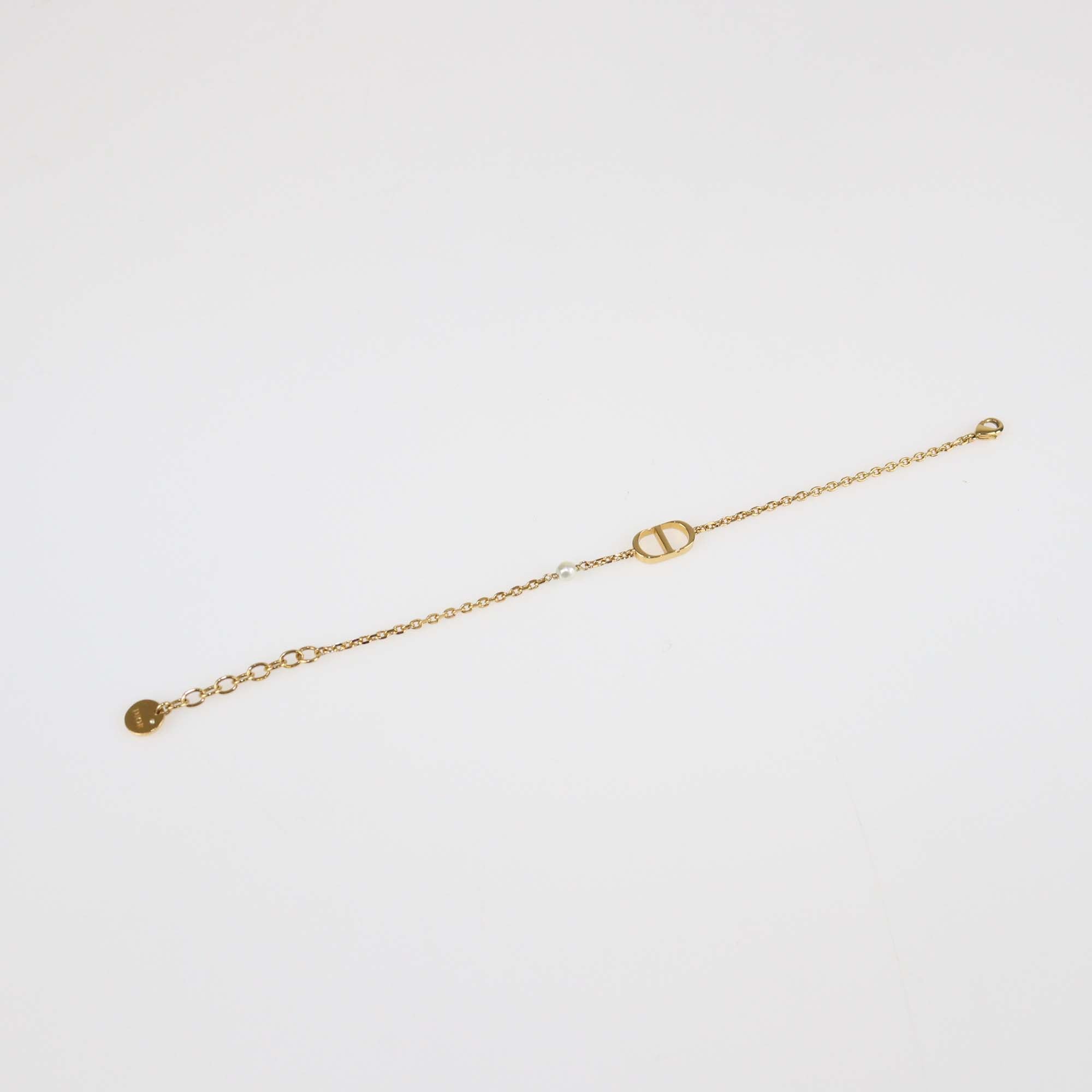 Christian Dior Gold Plated Resin Pearl Petit CD Bracelet