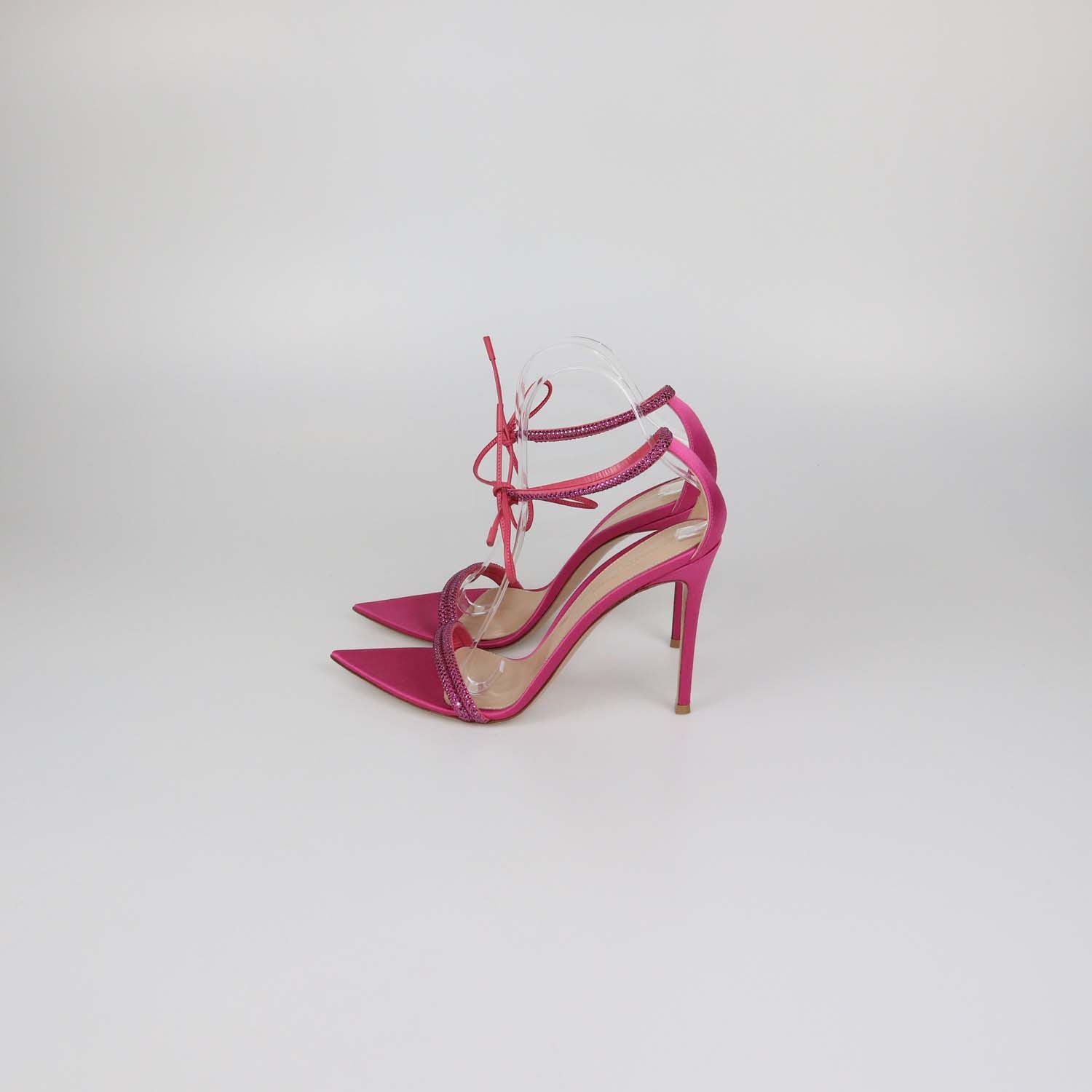 Gianvito Rossi Fuchsia Rhinestone Suede Montecarlo Ankle Strap