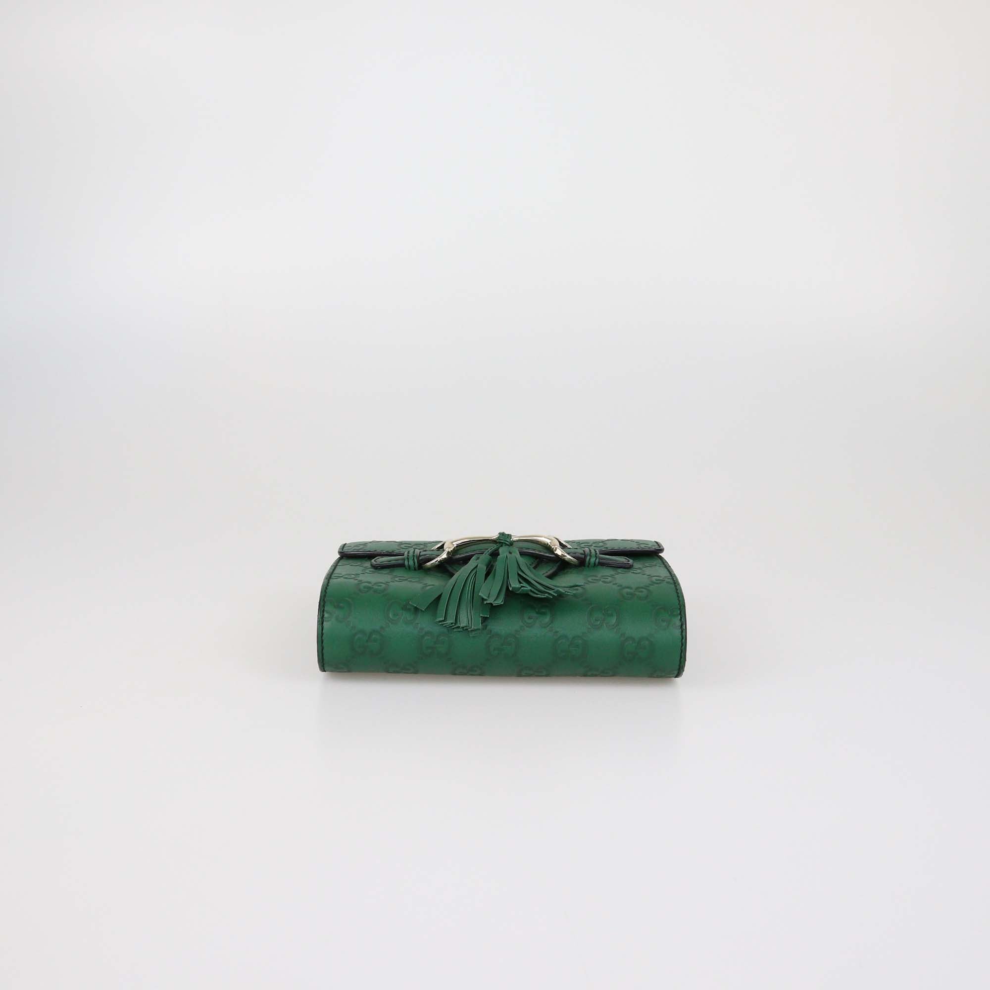 Gucci Green Guccissima Leather Mini Emily Chain Shoulder Bag