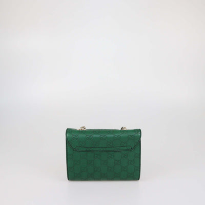 Gucci Green Guccissima Leather Mini Emily Chain Shoulder Bag