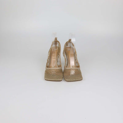 Bottega Veneta Beige Mesh Nylon Stretch Pumps