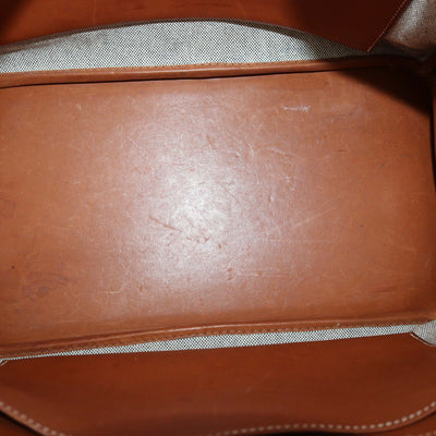 Hermes Fauve/Natural Canvas and Barenia Leather Permabrass Flag Birkin 35 Bag