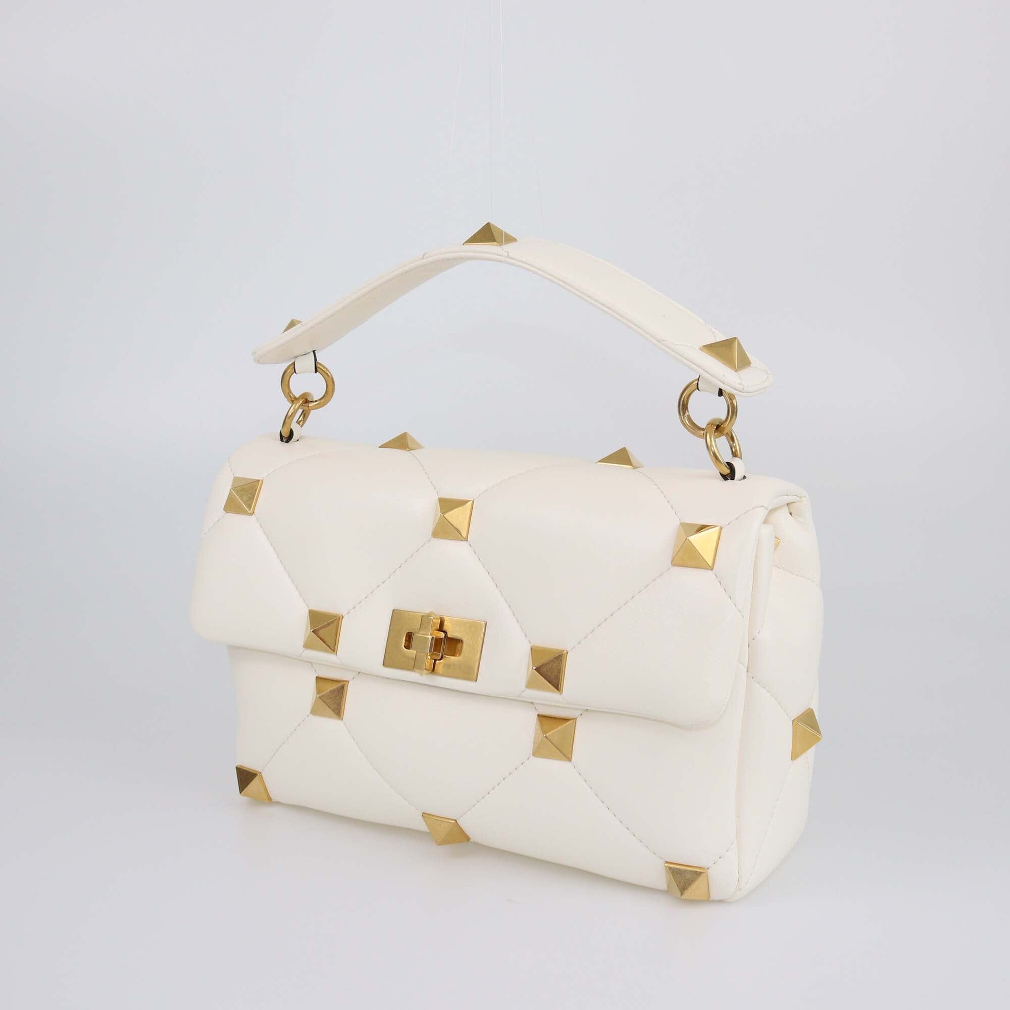 Valentino Off White Large Roman Stud Shoulder Bag Womens Valentino 