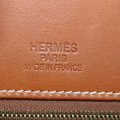 Hermes Fauve/Natural Canvas and Barenia Leather Permabrass Flag Birkin 35 Bag