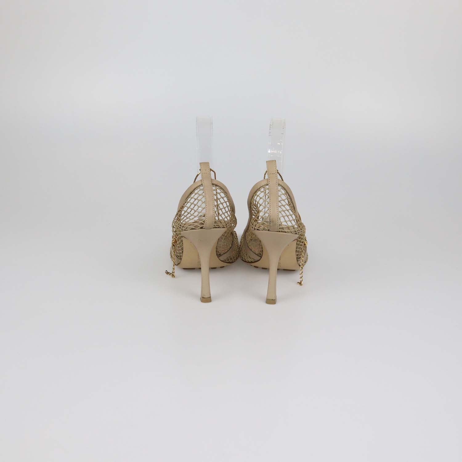 Bottega Veneta Beige Mesh Nylon Stretch Pumps