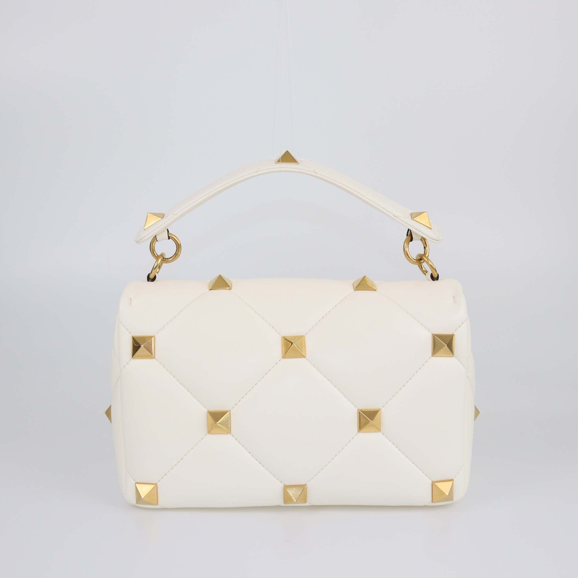 Valentino Off White Large Roman Stud Shoulder Bag Womens Valentino 