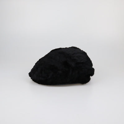 Burberry Black Fur Newsboy Cap Womens Burberry 