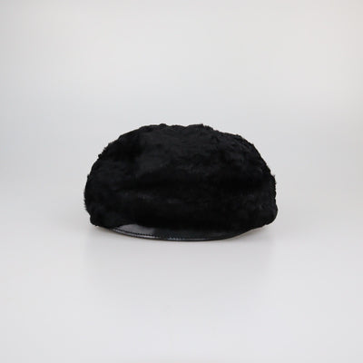 Burberry Black Fur Newsboy Cap Womens Burberry 