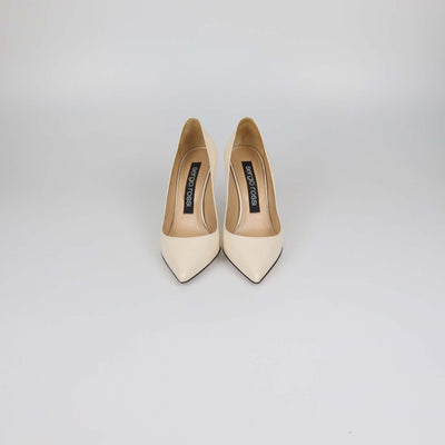 Sergio Rossi Cream Leather Pointed Toe Pumps