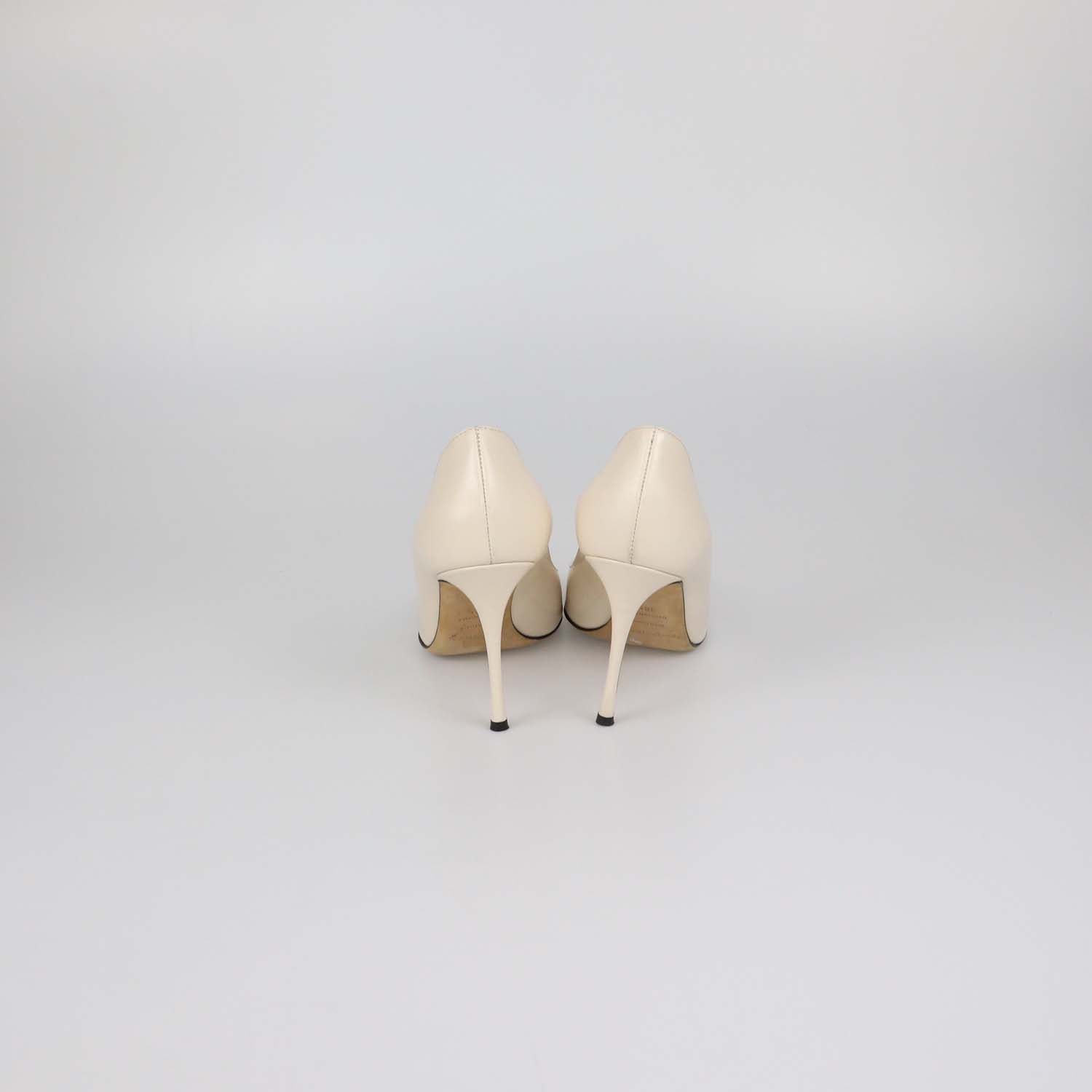 Sergio Rossi Cream Leather Pointed Toe Pumps