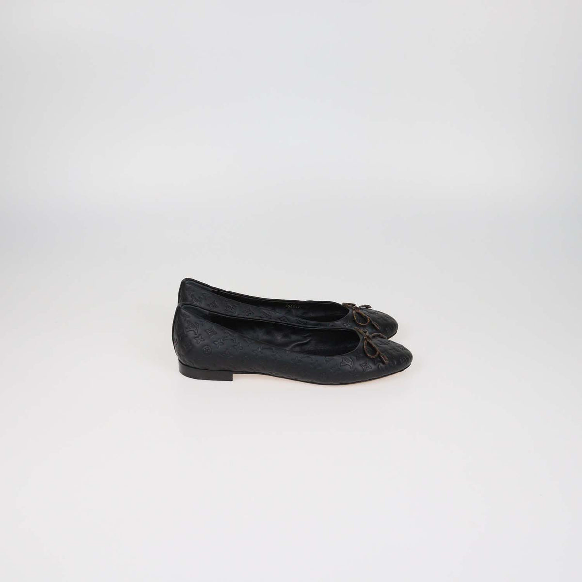 Louis Vuitton Black Monogram Leather Nina Ballerina Flats