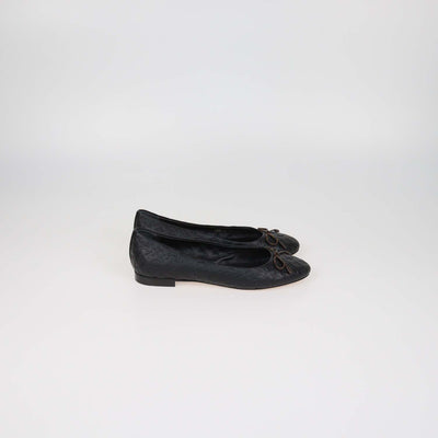 Louis Vuitton Black Monogram Leather Nina Ballerina Flats