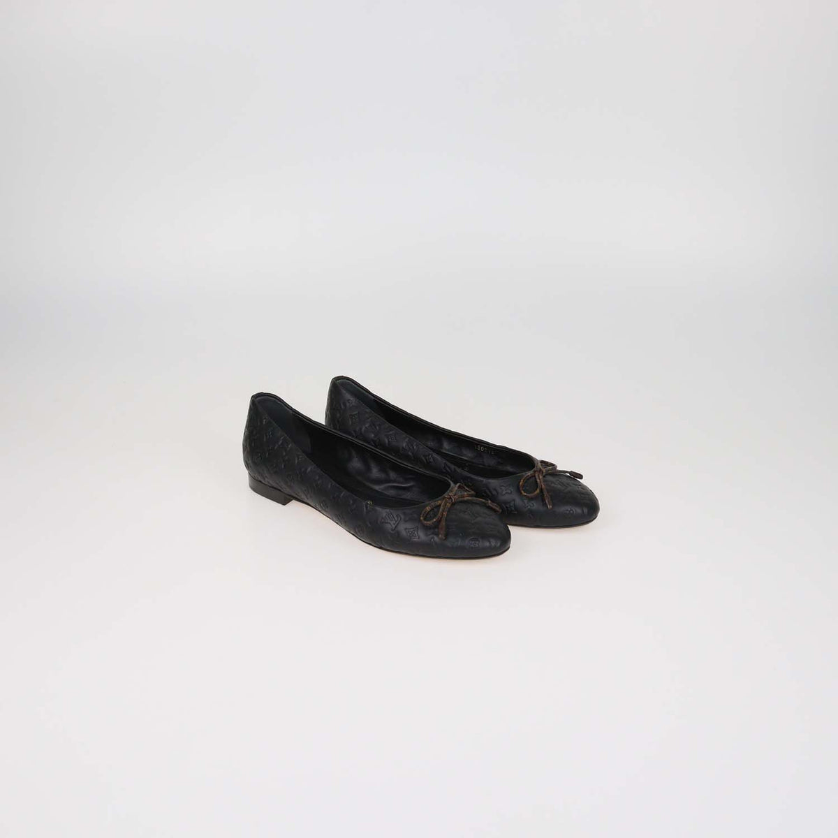 Louis Vuitton Black Monogram Leather Nina Ballerina Flats