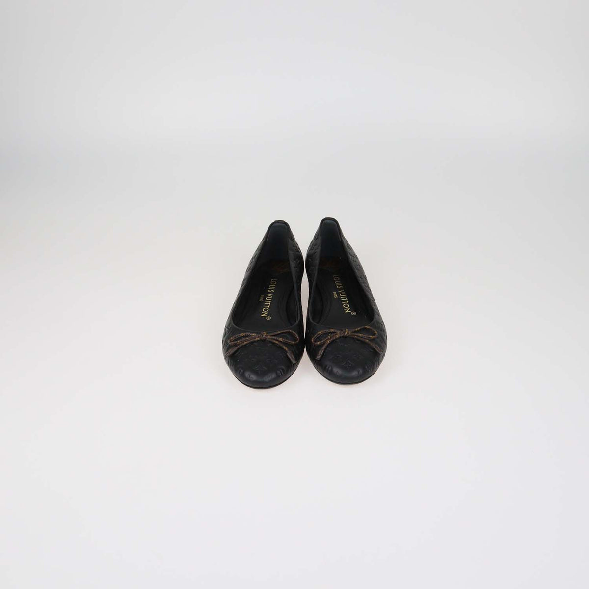 Louis Vuitton Black Monogram Leather Nina Ballerina Flats