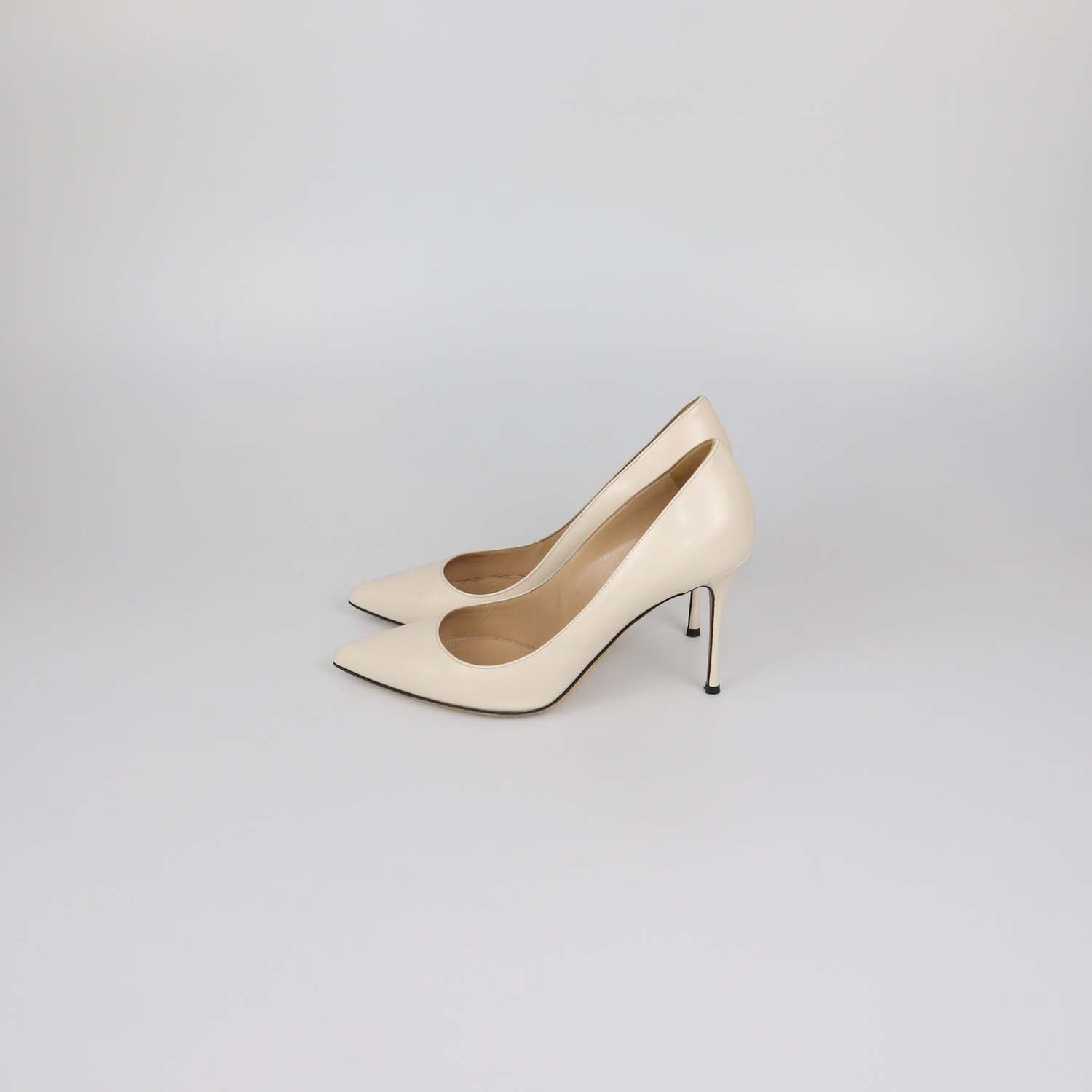 Sergio Rossi Cream Leather Pointed Toe Pumps