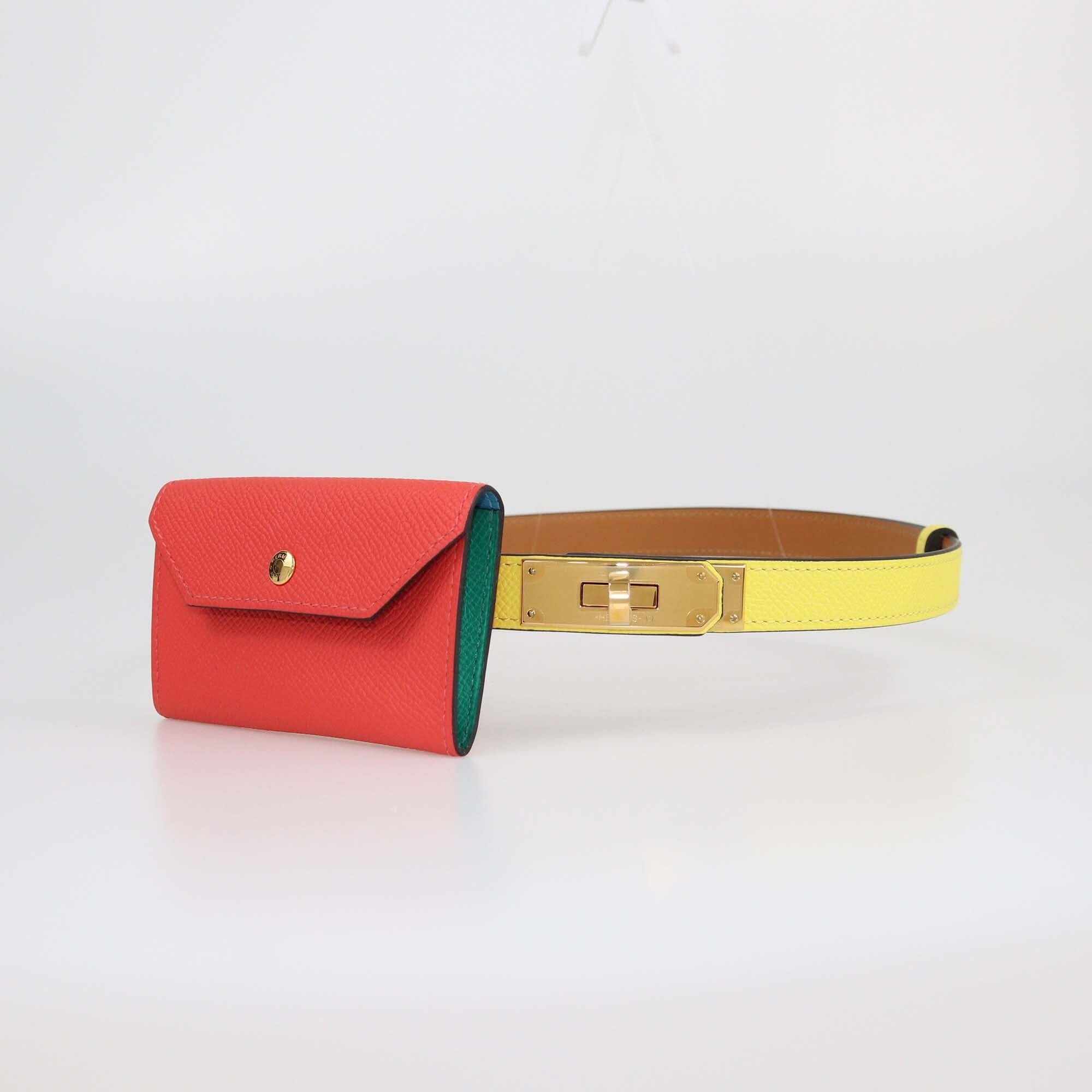 Hermes Jaune Citron/Rose Jaipur Kelly Pocket Belt Womens Hermes 