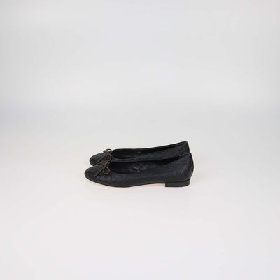 Louis Vuitton Black Monogram Leather Nina Ballerina Flats