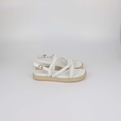 Gianvito Rossi White Leather Braided Platform Espadrille Sandals