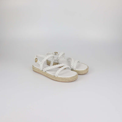 Gianvito Rossi White Leather Braided Platform Espadrille Sandals