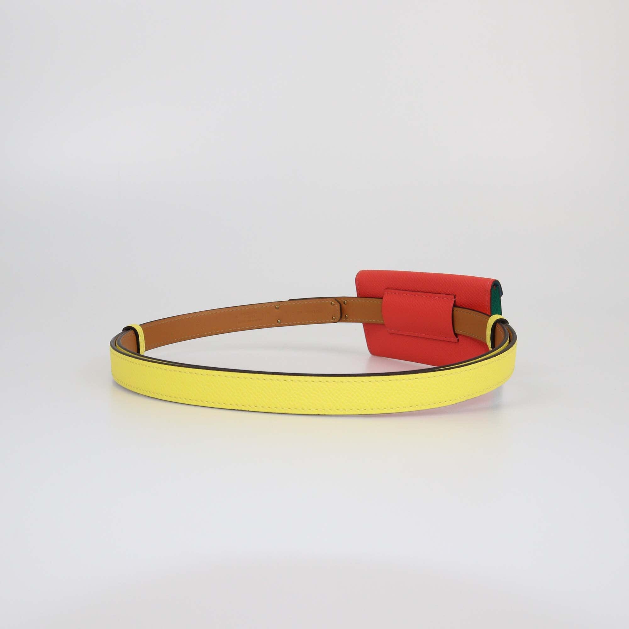 Hermes Jaune Citron/Rose Jaipur Kelly Pocket Belt Womens Hermes 