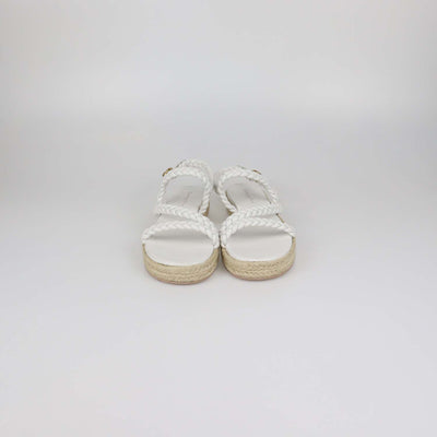 Gianvito Rossi White Leather Braided Platform Espadrille Sandals