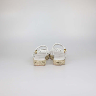 Gianvito Rossi White Leather Braided Platform Espadrille Sandals