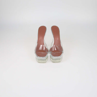 Amina Muaddi Clear PVC Dalida 140 Platform Slide Sandals