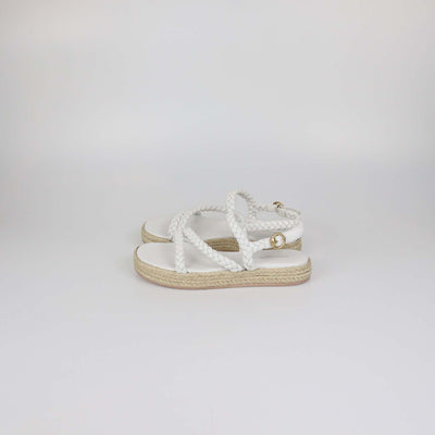 Gianvito Rossi White Leather Braided Platform Espadrille Sandals