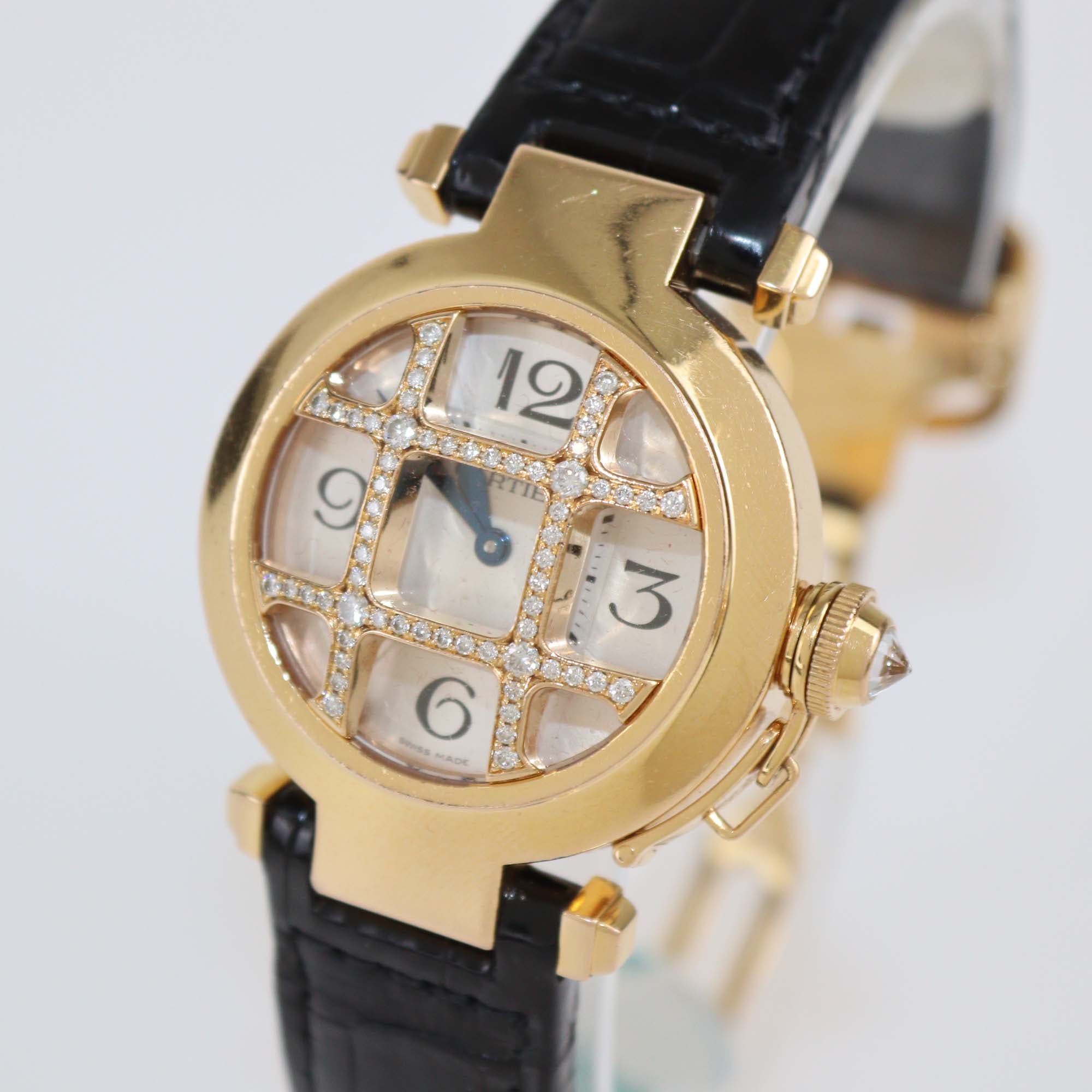 Cartier 18K Rose Gold & Diamond Silver Dial Pasha de Cartier Watch