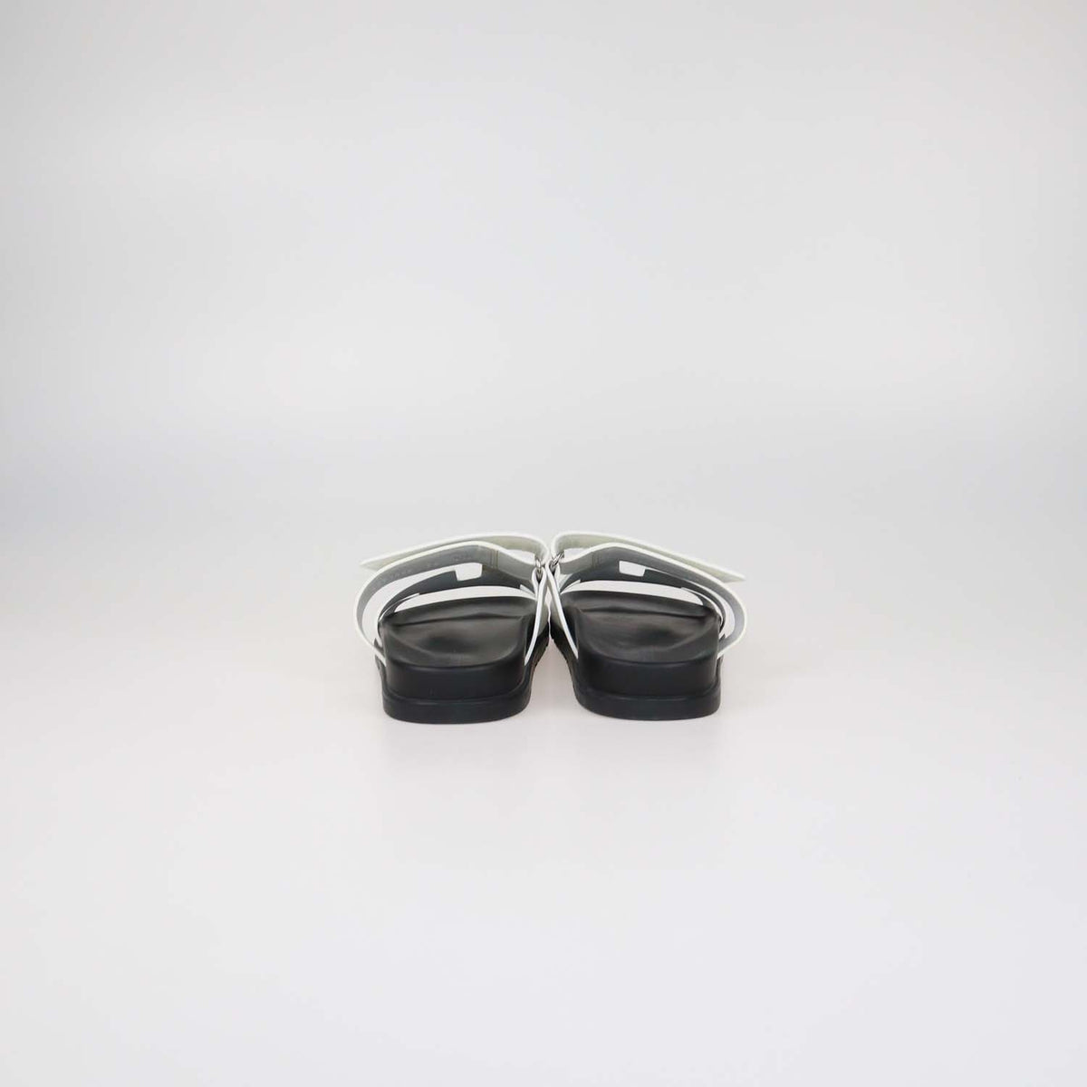 Hermes White Leather Chypre Sandals