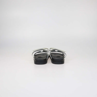 Hermes White Leather Chypre Sandals